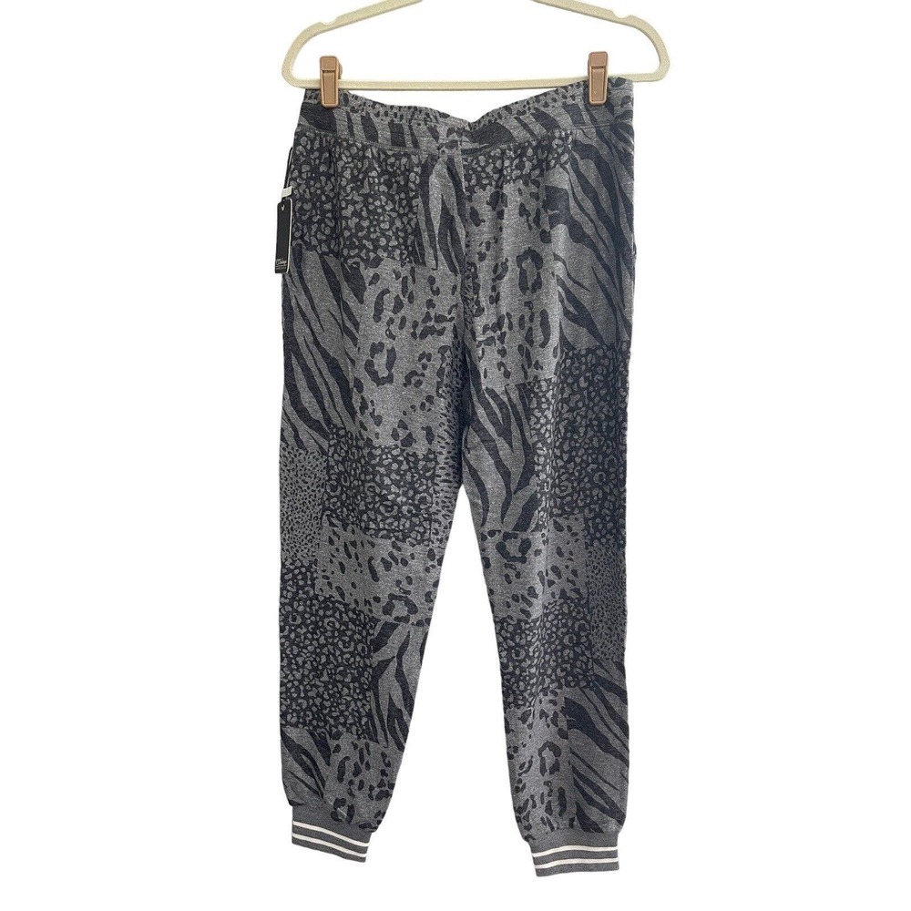 NWT PJ Salvage Large Gray PATCHWORK ANIMAL print Pajama Lounge Jogger Pant #PQ6
